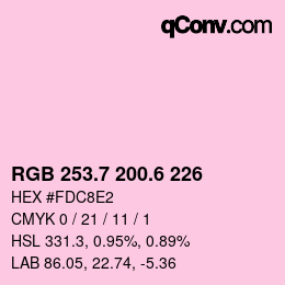 カラーコード: RGB 253.7 200.6 226 | qconv.com