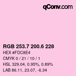 カラーコード: RGB 253.7 200.6 228 | qconv.com