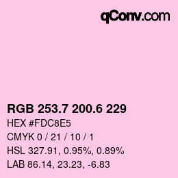 カラーコード: RGB 253.7 200.6 229 | qconv.com