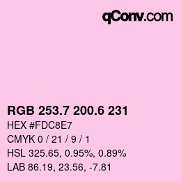 カラーコード: RGB 253.7 200.6 231 | qconv.com