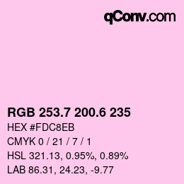 カラーコード: RGB 253.7 200.6 235 | qconv.com