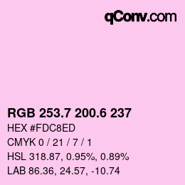 カラーコード: RGB 253.7 200.6 237 | qconv.com