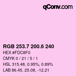 カラーコード: RGB 253.7 200.6 240 | qconv.com