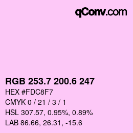 カラーコード: RGB 253.7 200.6 247 | qconv.com