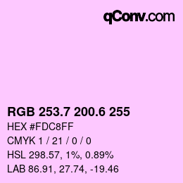 カラーコード: RGB 253.7 200.6 255 | qconv.com