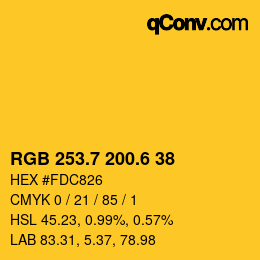 カラーコード: RGB 253.7 200.6 38 | qconv.com