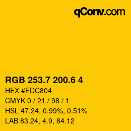 カラーコード: RGB 253.7 200.6 4 | qconv.com