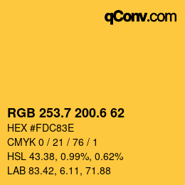 カラーコード: RGB 253.7 200.6 62 | qconv.com