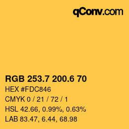 カラーコード: RGB 253.7 200.6 70 | qconv.com