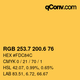 カラーコード: RGB 253.7 200.6 76 | qconv.com