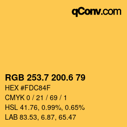 カラーコード: RGB 253.7 200.6 79 | qconv.com