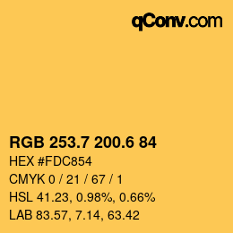 カラーコード: RGB 253.7 200.6 84 | qconv.com