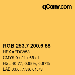 カラーコード: RGB 253.7 200.6 88 | qconv.com