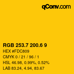 カラーコード: RGB 253.7 200.6 9 | qconv.com