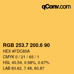 カラーコード: RGB 253.7 200.6 90 | qconv.com