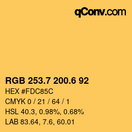 カラーコード: RGB 253.7 200.6 92 | qconv.com