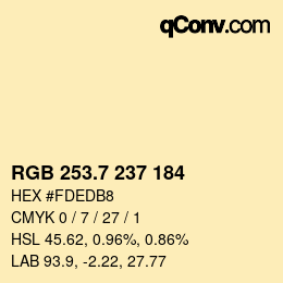 カラーコード: RGB 253.7 237 184 | qconv.com