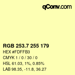 カラーコード: RGB 253.7 255 179 | qconv.com