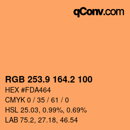 Color code: RGB 253.9 164.2 100 | qconv.com