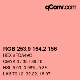 カラーコード: RGB 253.9 164.2 156 | qconv.com