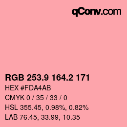 Color code: RGB 253.9 164.2 171 | qconv.com