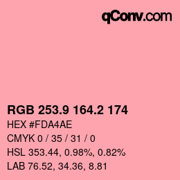 カラーコード: RGB 253.9 164.2 174 | qconv.com