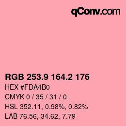 Color code: RGB 253.9 164.2 176 | qconv.com