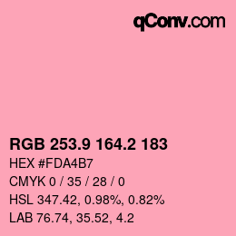 カラーコード: RGB 253.9 164.2 183 | qconv.com