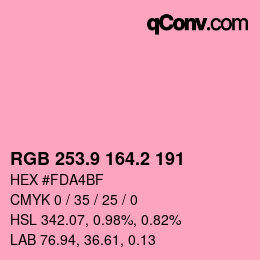 Color code: RGB 253.9 164.2 191 | qconv.com