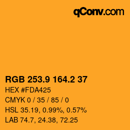 カラーコード: RGB 253.9 164.2 37 | qconv.com