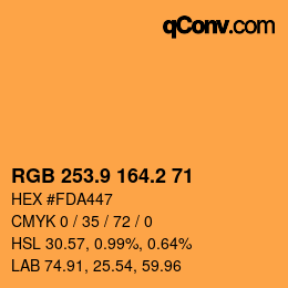 Color code: RGB 253.9 164.2 71 | qconv.com