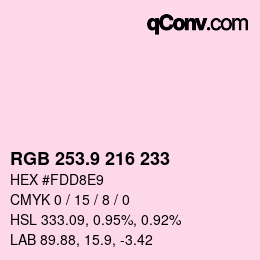 Color code: RGB 253.9 216 233 | qconv.com