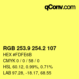 カラーコード: RGB 253.9 254.2 107 | qconv.com