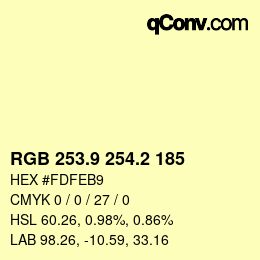 カラーコード: RGB 253.9 254.2 185 | qconv.com