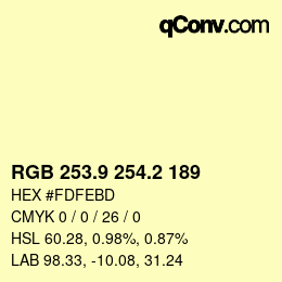 カラーコード: RGB 253.9 254.2 189 | qconv.com
