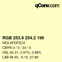 Color code: RGB 253.9 254.2 196 | qconv.com