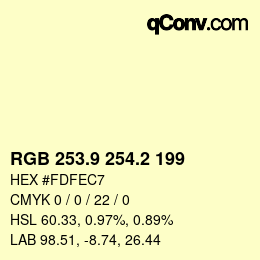 Color code: RGB 253.9 254.2 199 | qconv.com