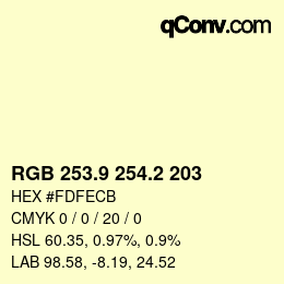 Color code: RGB 253.9 254.2 203 | qconv.com