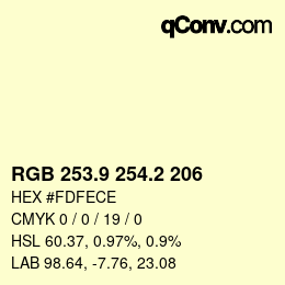 Color code: RGB 253.9 254.2 206 | qconv.com