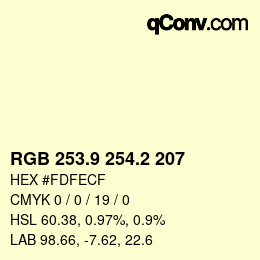 カラーコード: RGB 253.9 254.2 207 | qconv.com