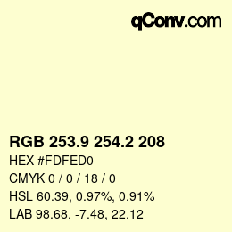 カラーコード: RGB 253.9 254.2 208 | qconv.com