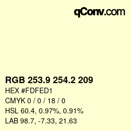 Color code: RGB 253.9 254.2 209 | qconv.com