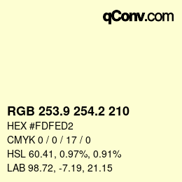 Color code: RGB 253.9 254.2 210 | qconv.com