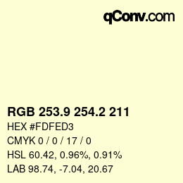 カラーコード: RGB 253.9 254.2 211 | qconv.com