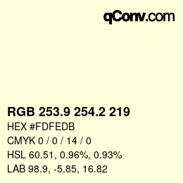 Color code: RGB 253.9 254.2 219 | qconv.com