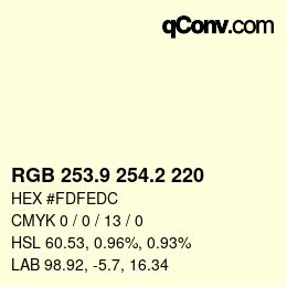 Color code: RGB 253.9 254.2 220 | qconv.com