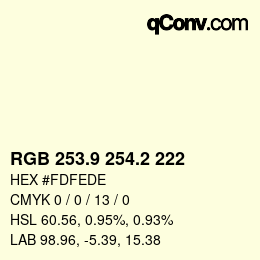 Color code: RGB 253.9 254.2 222 | qconv.com