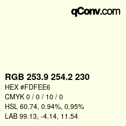 Color code: RGB 253.9 254.2 230 | qconv.com