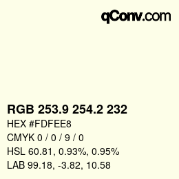 Color code: RGB 253.9 254.2 232 | qconv.com