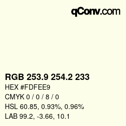 Color code: RGB 253.9 254.2 233 | qconv.com
